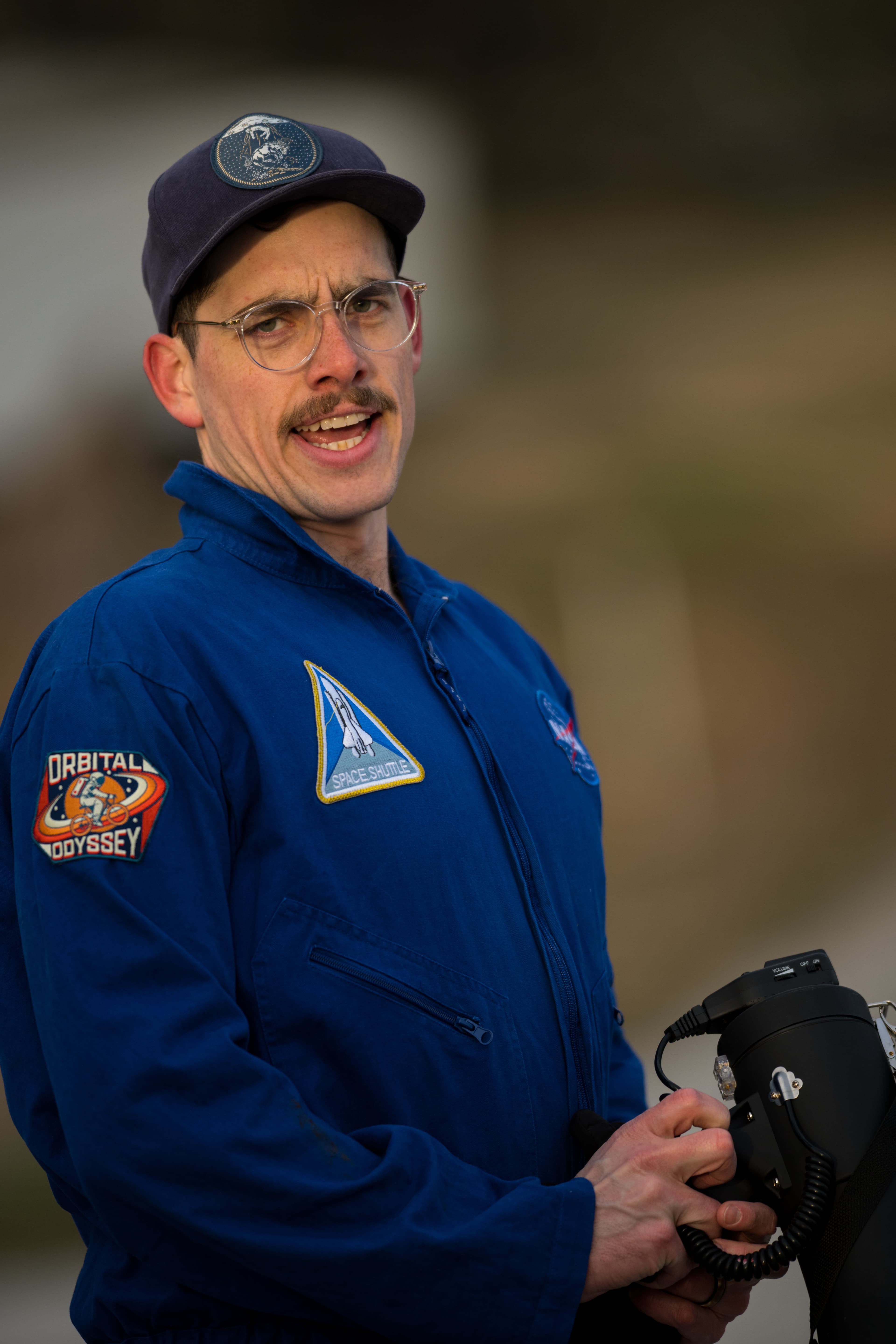 Organizer Trevor Slawnyk in his iconic blue NASA jumpsuit.